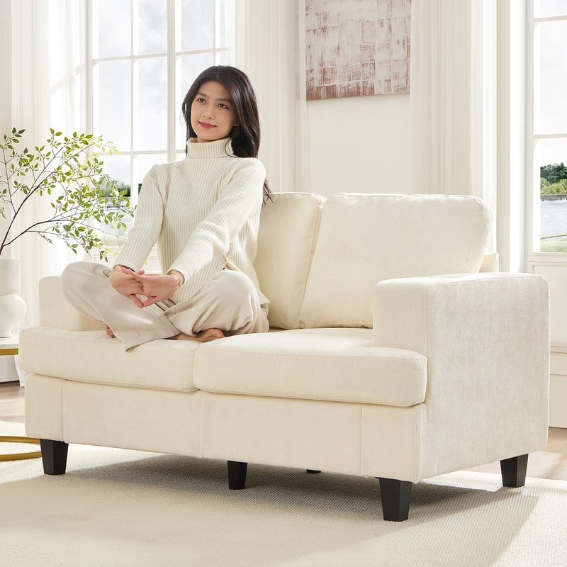 Mixoy W56"Loveseat Sectional Sofa,Chenille Fabric Cloud Sleeper Comfy Upholstered 2-Seater Couches