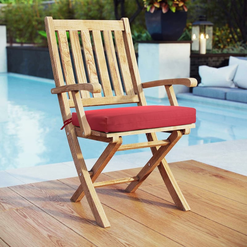 Outdoor Solid Olefin Textured Arm Chair Cushion 18 x 19 in Red - 18X19 - Red - 18X19