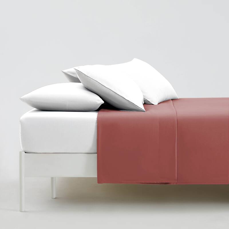 Vilano Oversized Flat Bed Sheet , 2 pack, Flat Sheet Only, Bed Sheet Separates - Full - Marsala