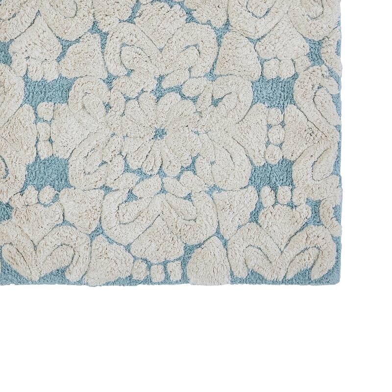 Better Trends Medallion Collection 100% Cotton 3-Pc Set Bathroom Rugs-Soft & Super Absorbent, Non-Skid Latex, Machine Washable