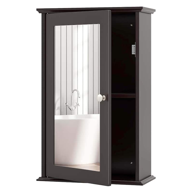 Costway Bathroom Wall Cabinet Single Mirror Door Cupboard Storage