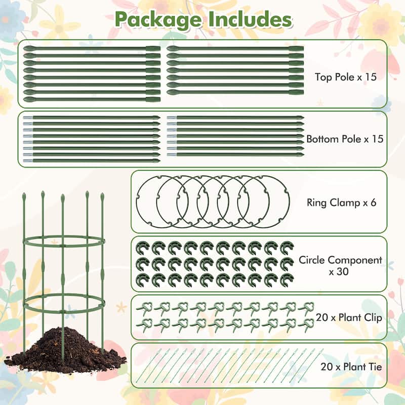 Gymax 3-Pack Garden Tomato Trellis 40'' Plant Support Cage w/