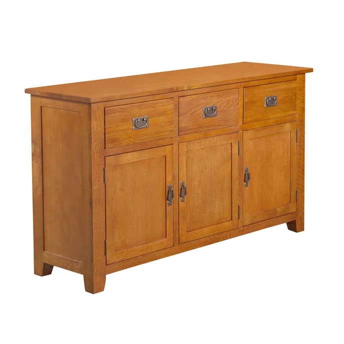 Mission Solid Oak 3 Drawer 3 Door Sideboard - 59"