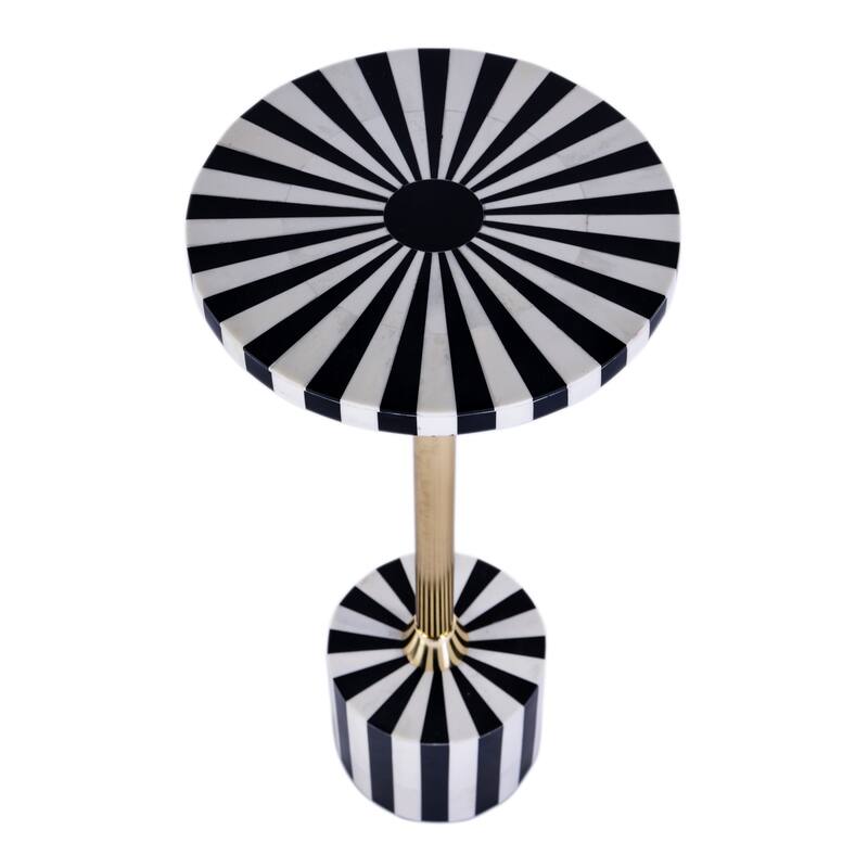 Zane Brass and Bone Inlay Side Round Side Table
