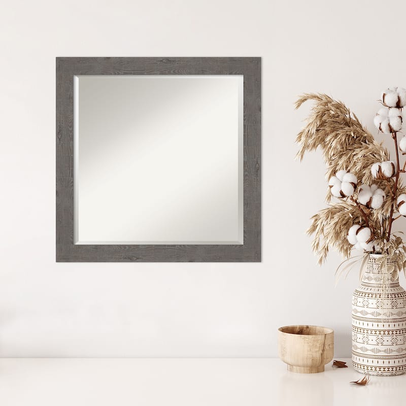 Beveled Wall Mirror - Rustic Plank Narrow Frame