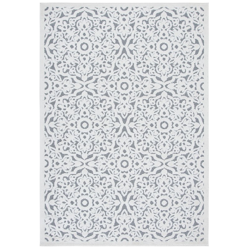 SAFAVIEH Cabana Gela Indoor/ Outdoor Waterproof Patio Rug - 2'2" x 5' - Ivory/Grey