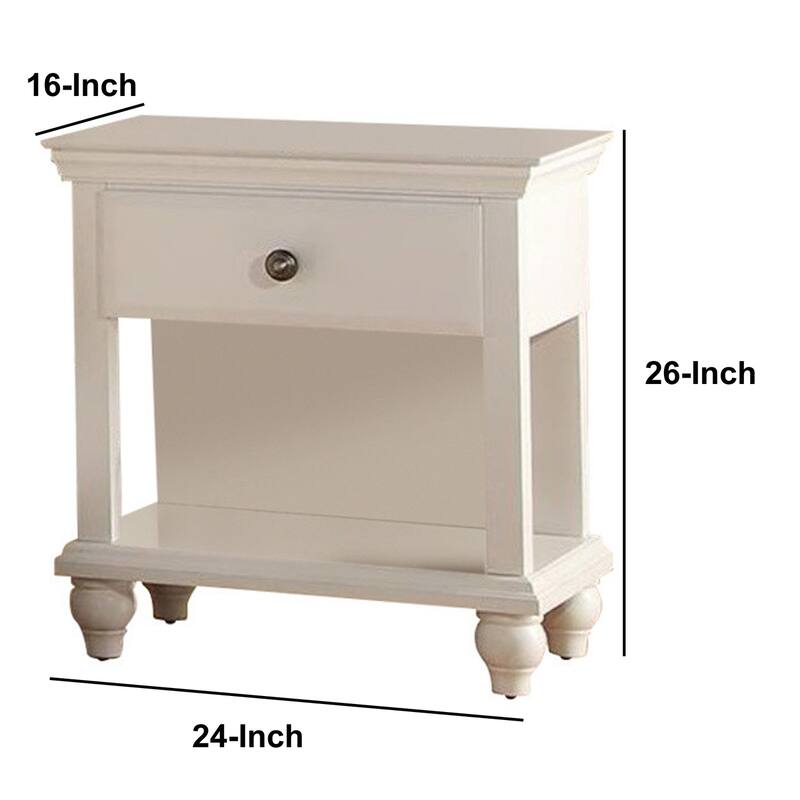 White 1 Drawer 24 in. W Nightstand with Sturdy Hardware and Ample Storage