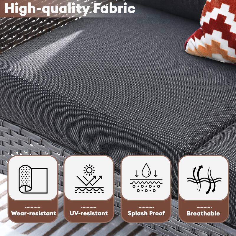 XIZZI 7-Piece Patio Wicker Furniture Conversation Swivel Chairs Set