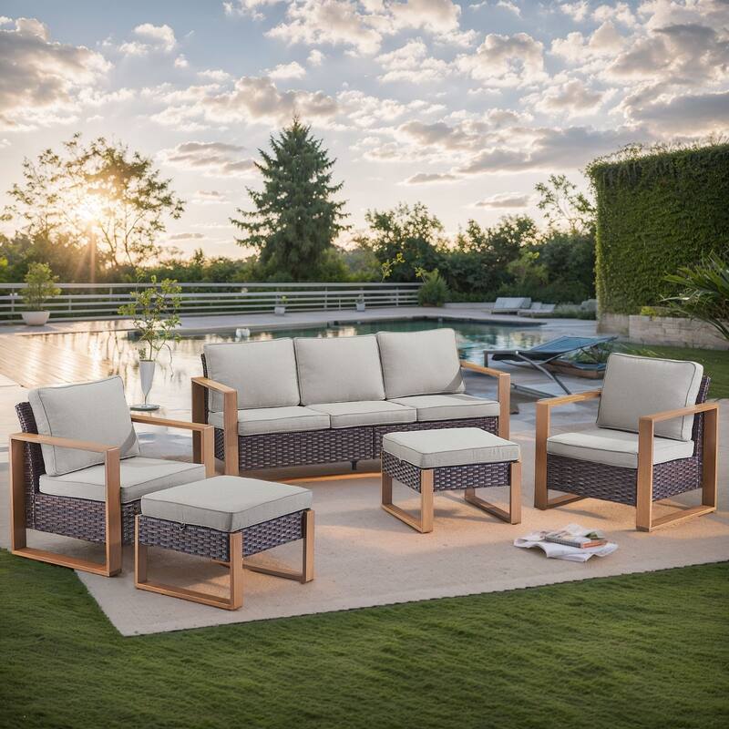 Gymojoy Outdoor Wicker Patio Furniture Sofa Set
