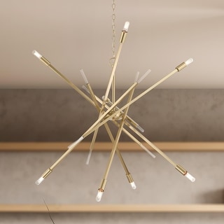 Hunter Vicontessa Alturas Gold 8-Light Large Chandelier - Entry, Dining Room, Living Room - Modern, Sputnik
