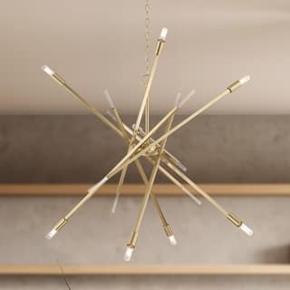 Hunter Vicontessa Alturas Gold 8-Light Large Chandelier - Entry, Dining Room, Living Room - Modern, Sputnik