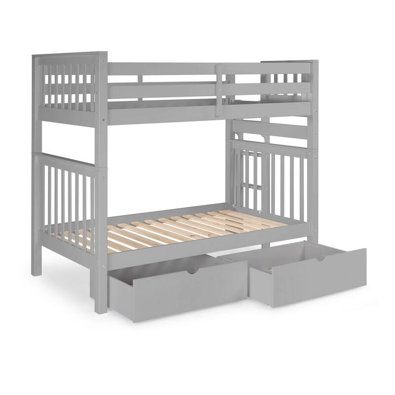 Taylor & Olive Trillium Tall Twin over Twin Bunk Bed, 2 Drawers