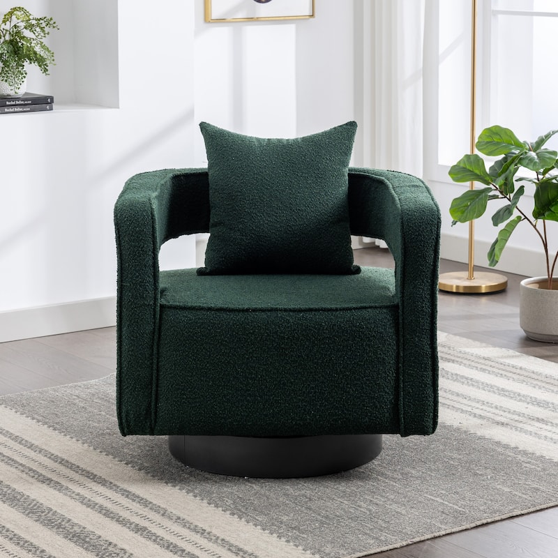 29"W Boucle Upholstered Swivel Armchair Single Sofa