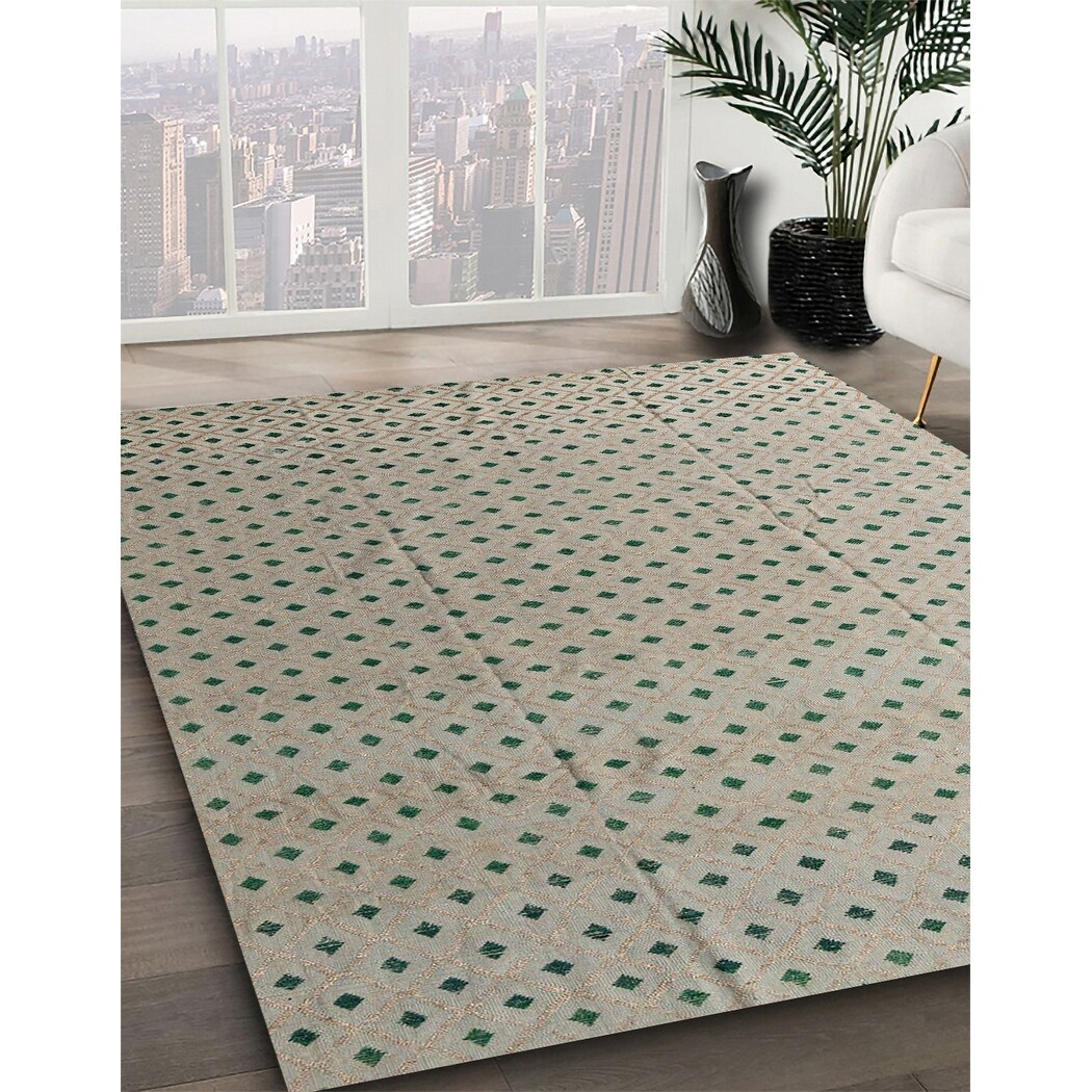 Ahgly Company Machine Washable Abstract Khaki Green Area Rugs