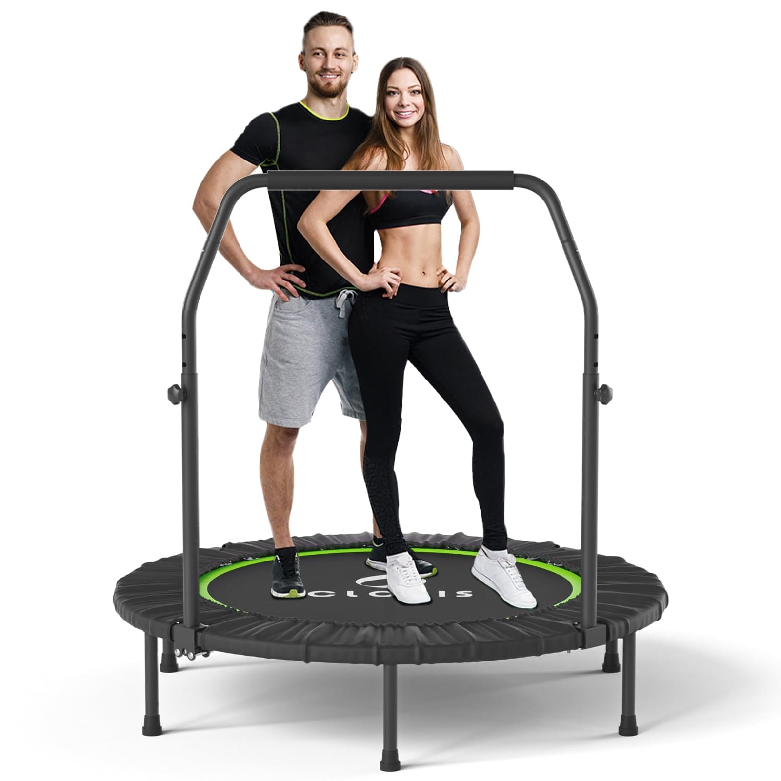 ZENOVA 40 Mini Trampoline for Adults and Kids Fitness, Indoor Trampoline  Rebounder with Adjustable Foam Handle for Bounce Workout Max Load 330lbs