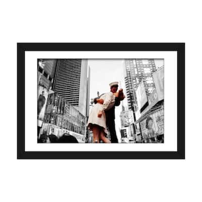 iCanvas "Sculpture in a city, V J Day, World War Memorial II, Times Square, Manhattan, NYC USA Color Pop" by Panoramic Images