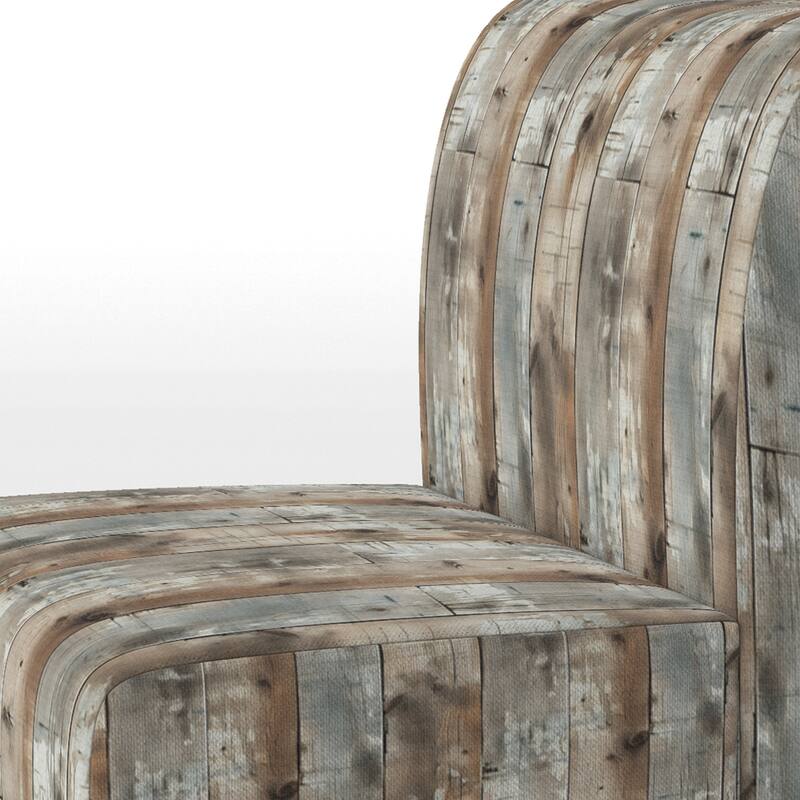 Designart "Rustic Farmhouse Wooden Planks I" Upholstered Abstract Accent Chair - Vintage Side Chair in Multiple Color