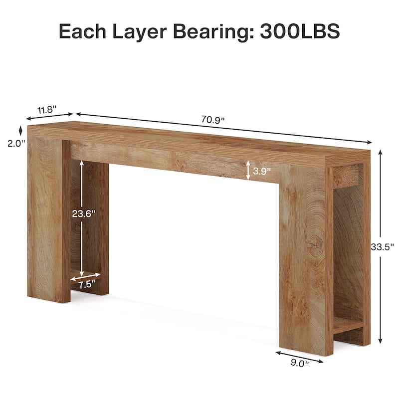 70.9" Long Console Sofa Table for Entryway Living Room - 11.81"D x 70.9"W x 33.5"H