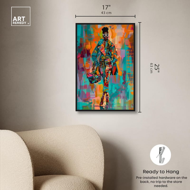 Bold Patchwork Style Canvas by Art Remedy