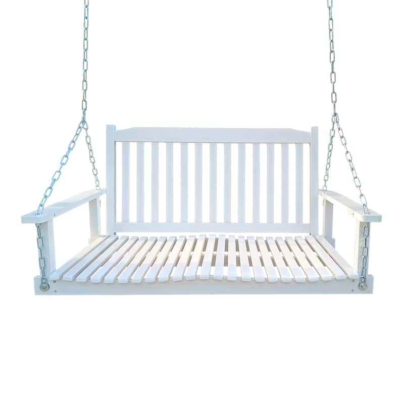 Front Porch Swing with Armrests,Wood Bench Swing with Hanging Chains,for Outdoor Patio,Garden Yard,porch,backyard