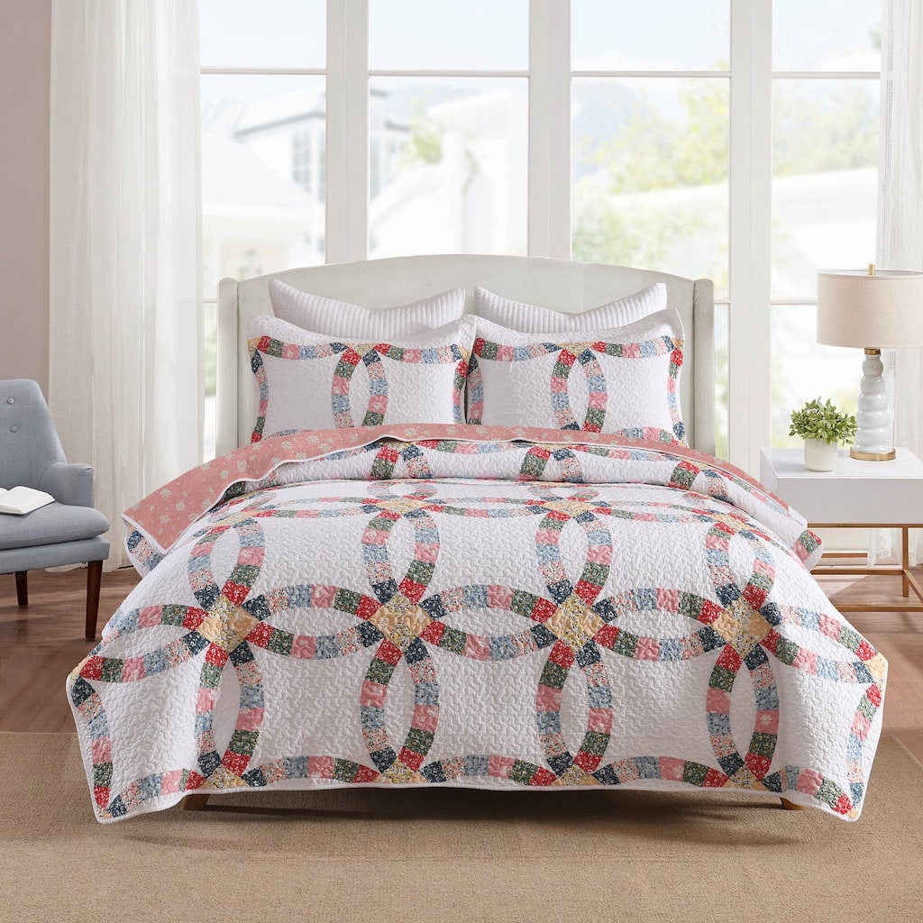3 Pcs Cotton Patchwork Quilt Bedspread Set