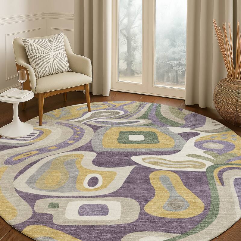 Machine Washable Indoor/ Outdoor Modern Picasy Chantille Rug