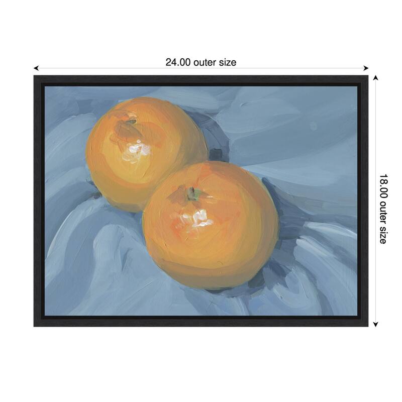 Oranges on Blue by Carrie Arnold (24 x 18 in.), Framed Canvas Wall Art Print