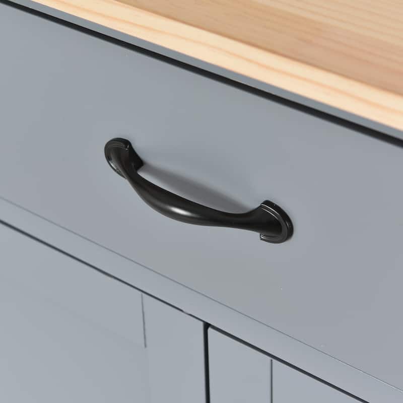 Kitchen Island Cart with Solid Wood Top
