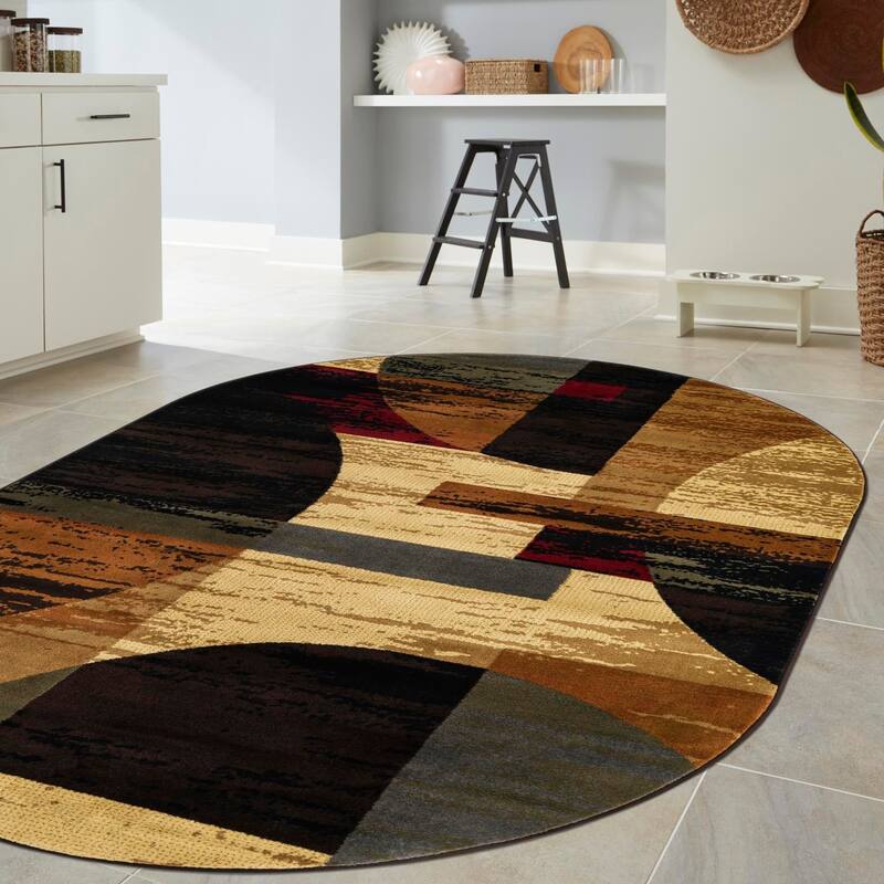 Contemporary Rietveld Collection Area Rug - Multi - 7'10"x10' Oval