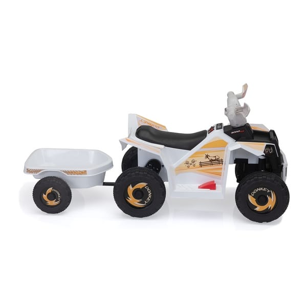 slide 2 of 70, 6V Kids Electric ATV, Toddler Ride on Car with Trailer Quad Toy Car Kids - Assembled - White