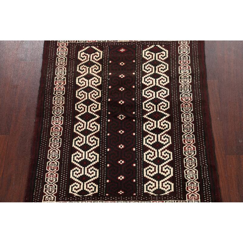 Geometric Persian Balouch Area Rug Handmade Traditional Wool Carpet - 2'9" x 3'9"