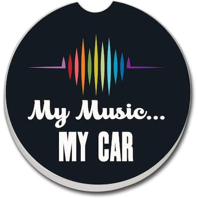 Absorbent Stoneware Car Coaster, My Music My Car, Set of 2