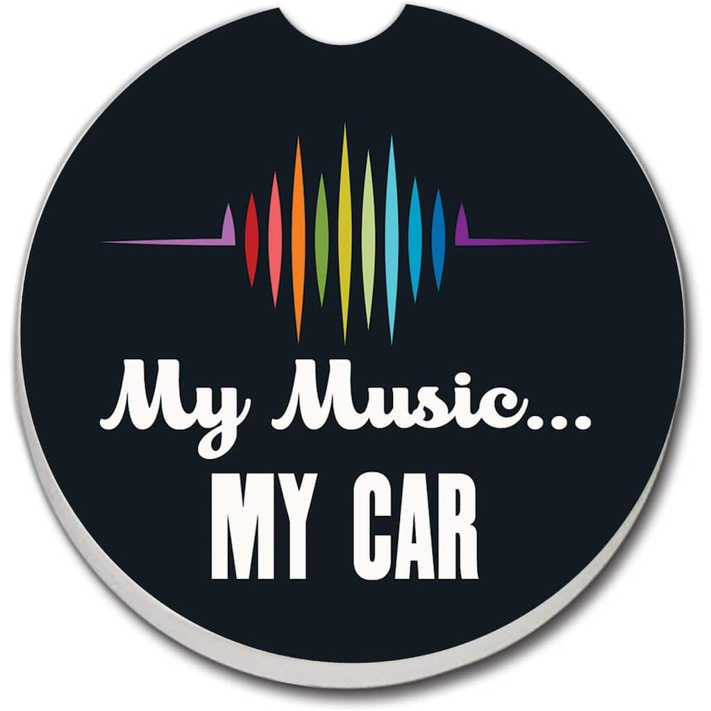 Absorbent Stoneware Car Coaster, My Music My Car, Set of 2