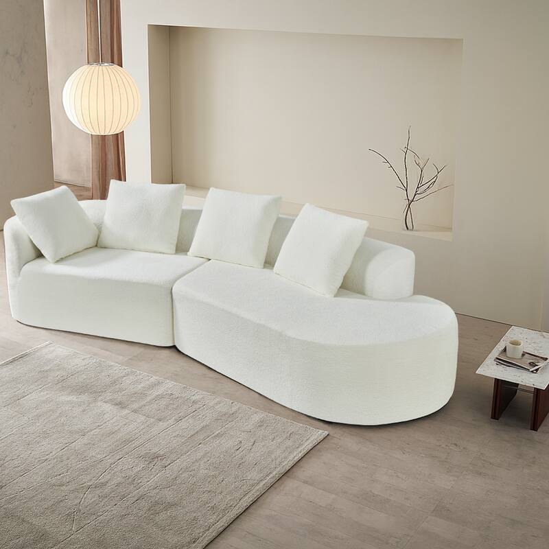 Modern 2-Seater Frame-Free Compressed Polyester Upholstered Sectional Sofa - Beige