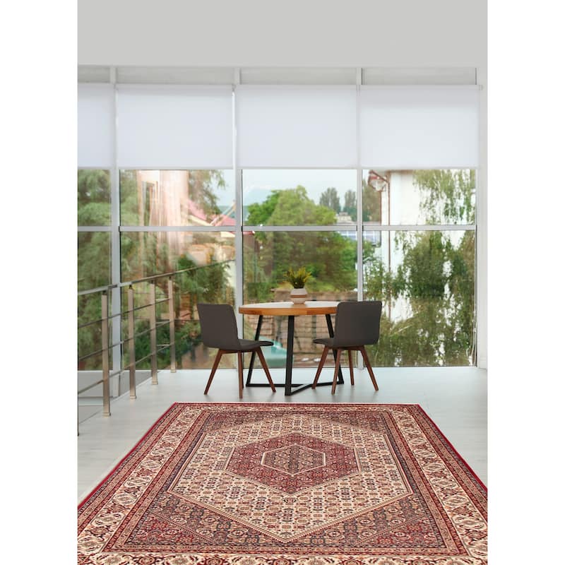 ECARPETGALLERY Hand-knotted Bijar Cream, Red Wool Rug - 6'6 x 9'8