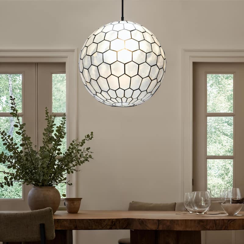 Capiz Honeycomb Globe Pendant Light