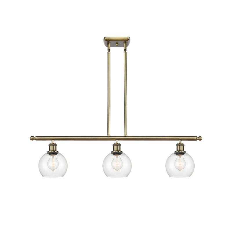 Innovations Lighting 516-3I-9-36 Athens Linear Athens 3 Light 36" Wide - Antique Brass / Clear