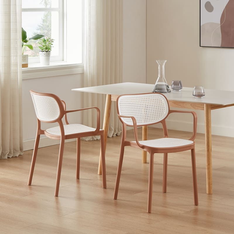Art Leon Set of 2 Modern Stackable Indoor or Outdoor Dining Chair
