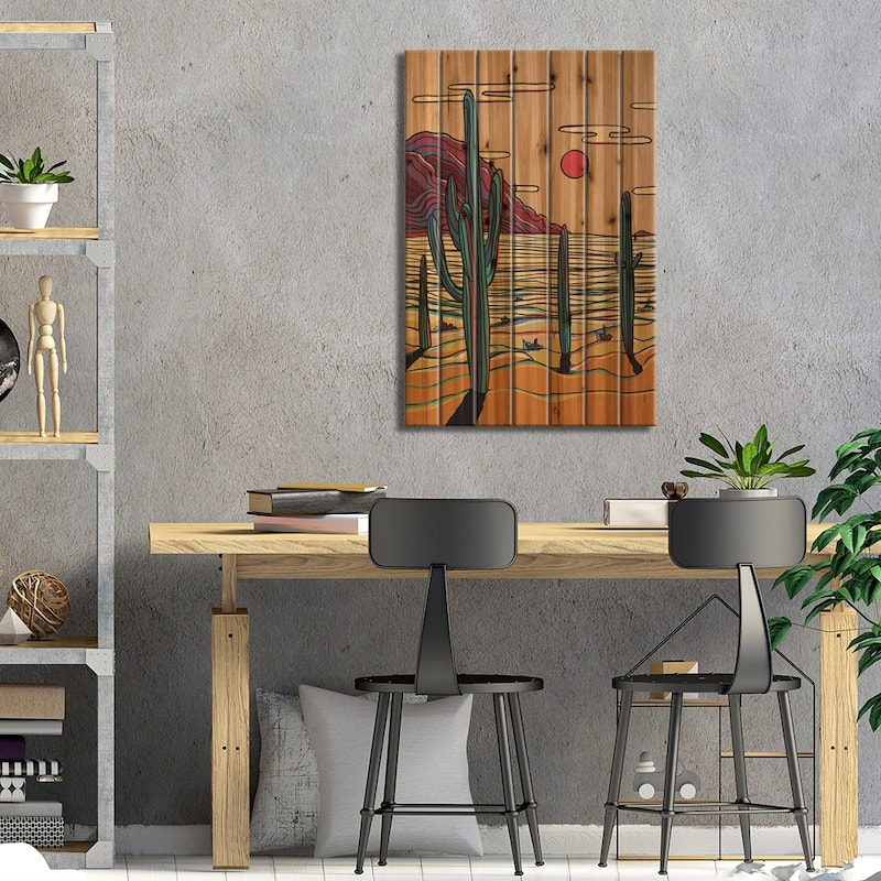 Colorful Cacti Print On Wood by Illunatica - Multi-Color