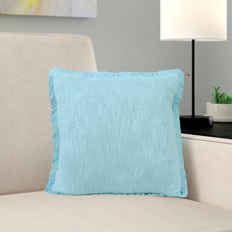 Hidalgo Solid Fringed Throw Pillow by Sevita