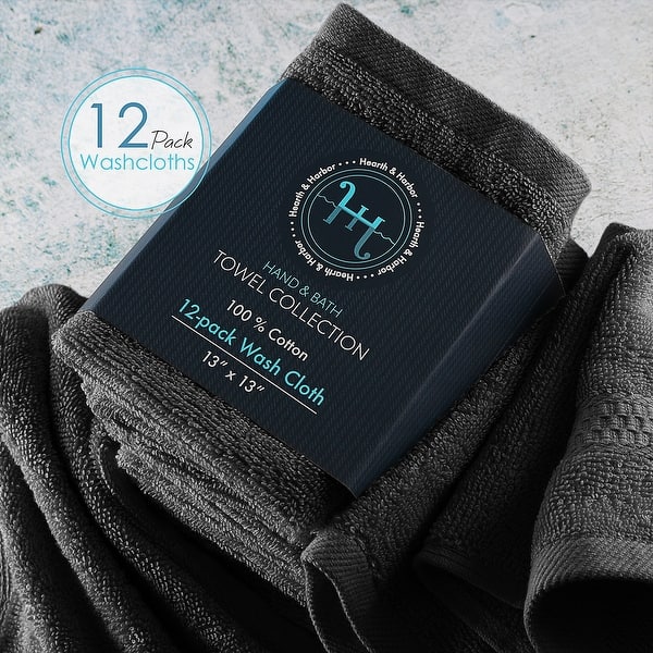 Hearth & Harbor 100 Percent Cotton Ultra Soft and Highly Absorbent Set of  12 Multipurpose Wash Cloths - 13 inches x 13 inches. - On Sale - Bed Bath &  Beyond - 32411438