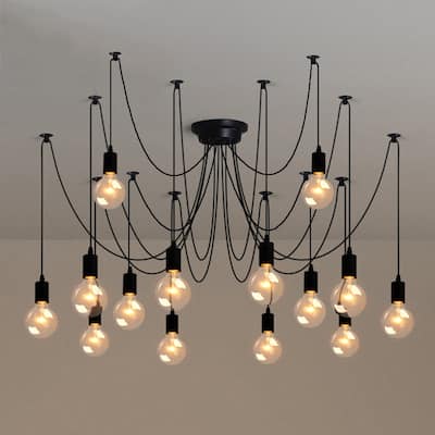 Bella Depot Modern Industrial Edison Lighting Adjustable Spider Light Cluster Chandelier.