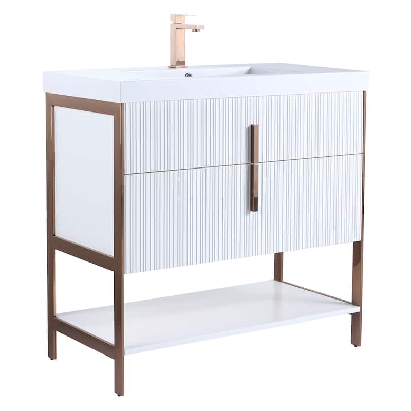 Fine Fixtures Serenity Modern Bathroom Vanity with White Gel Acrylic Top