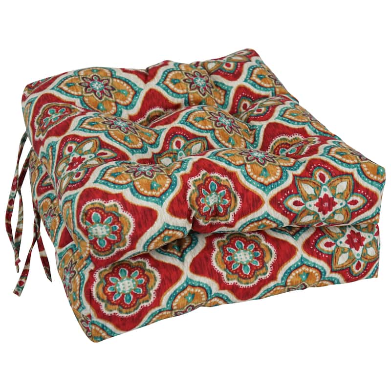 16-inch Square Tufted Indoor/Outdoor Chair Cushions (Set of 2) - 16" - Adonis Jewel