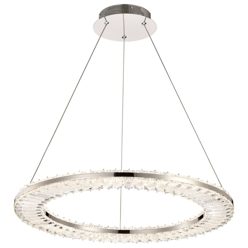 Nova LED 23 Inch Round Pendant Polished Nickel Finish K9 Crystal - Polished Nickel