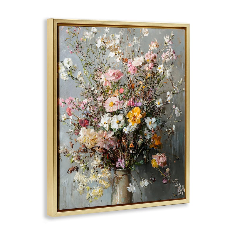 Stupell Overflowing Spring Flowers Framed Floater Canvas Wall Art Design By Franklyn Gregory