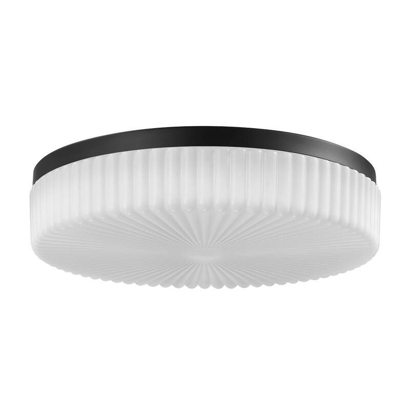 Globe Electric 91009614 15" Wide LED Flush Mount Drum Ceiling Fixture - Matte Black