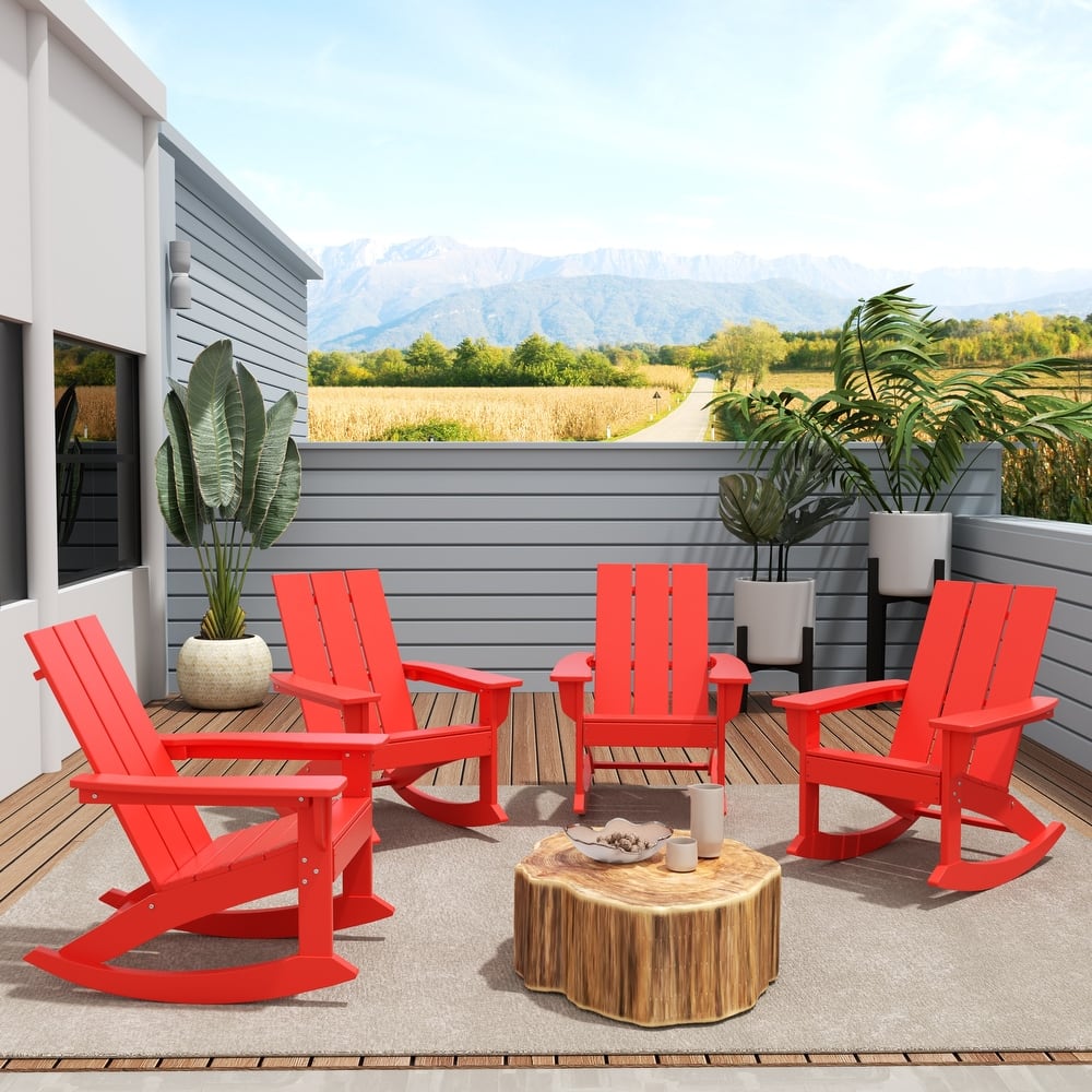 Shoreside Modern Eco-Friendly All Weather Poly Adirondack Rocking Chairs (Set of 4)