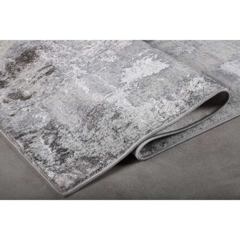 Hania Collection Grey Modern Abstract Area Rug