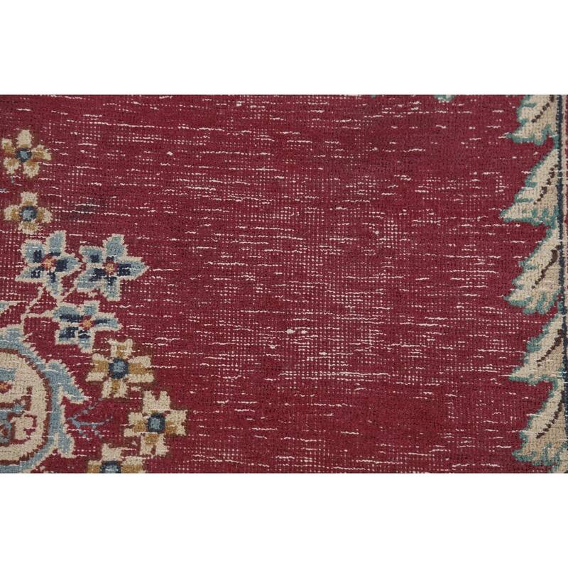 Medallion Kerman Oriental Vintage Area Rug Hand-Knotted Wool Carpet - 6'1"x 9'5"